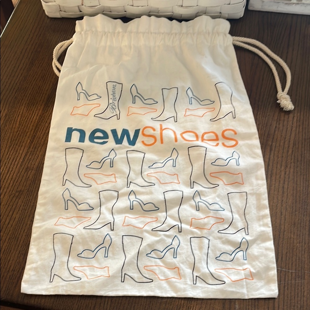 Brighton White Shoe Storage Bag with Graphic Print